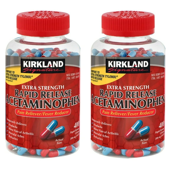 2 PACK | Rapid Release Acetaminophen 500 mg., 400 Gelcaps