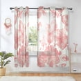 thumbnail image 5 of Pink Flower Beige Background Semi Sheer Curtains for Living Room Bedroom Set of 2 Insulated Window Drapes, 5 of 6