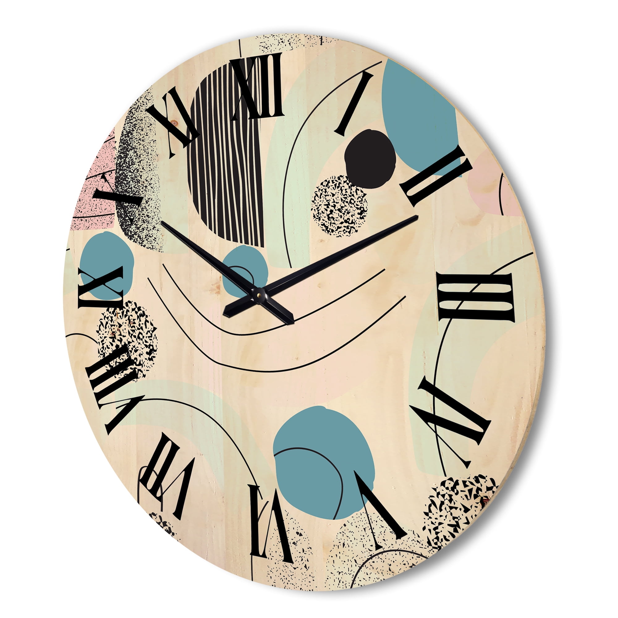 Designart 'Art Collage In Pastel Colors' Modern Wood Wall Clock