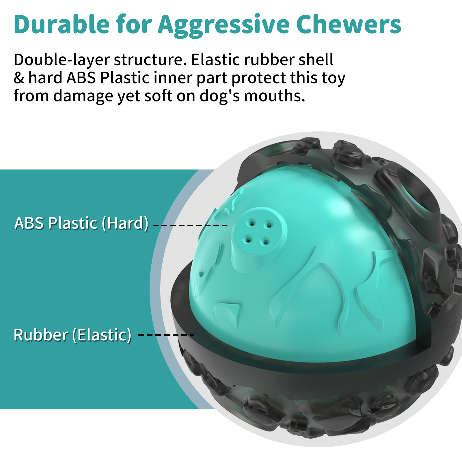 JoyBruko Dog Ball for Aggressive Chewers - Interactive Dog Toy Balls Fun Squeaky Giggle Sound to Keep Them Busy, Durable for Small Medium Large Breeds, Rubber Pet Chew Toys, Black & Blue