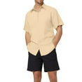 thumbnail image 2 of Men's Casual Short Sleeve Button Down Shirt Solid Color Summer Beach Relaxed Fit Collared Shirt with Pocket for Everyday Wear, 2 of 7