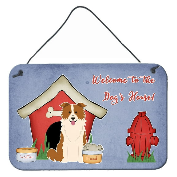 Carolines Treasures BB2873DS812 Dog House Collection Border Collie Red White Wall or Door Hanging Prints  8x12