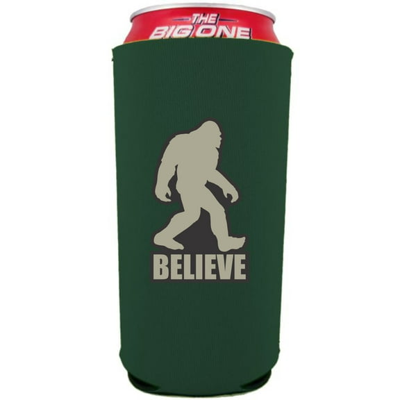 Bigfoot Believe Funny 24/25oz Large Can Coolie (Dark Green)