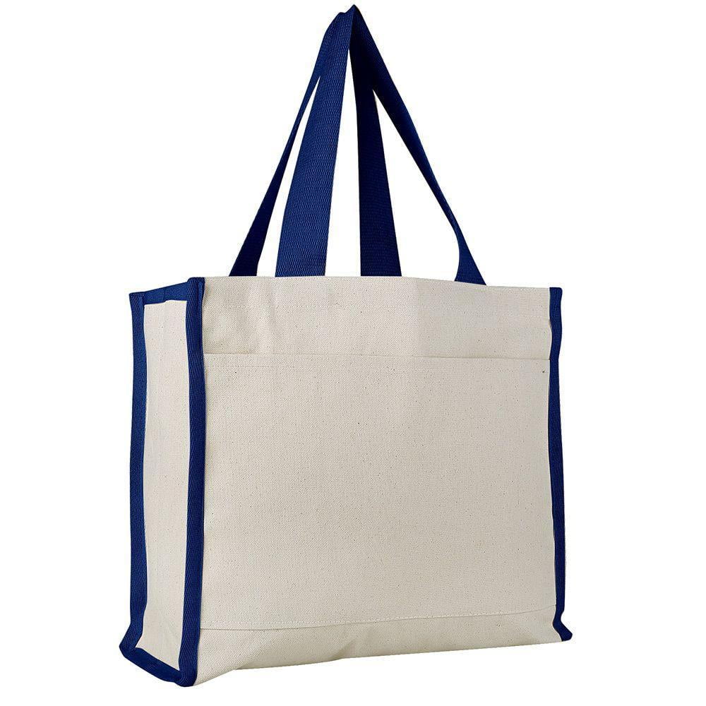 Wholesale Canvas Tote Bags with Front Pocket | TF211 - Set of 6, Royal ...