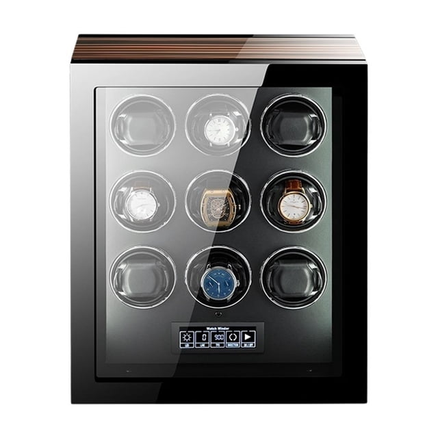 Luxury Automatic Watch Winder Safe Box With Motor LCD Touch Screen And Wooden Watch Accessories Boxes Remote Control ,Strong Secure