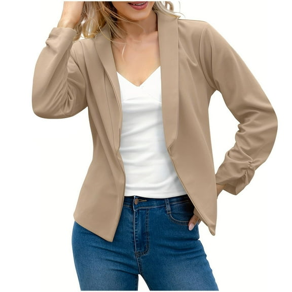 Admvng Business Casual Outfits for Women Plus Size Casual Lapel Collar Solid Open Front Lightweight Suit Jacket Work Blazer S-5XL