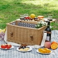 thumbnail image 5 of Luxury Picnic Basket, Wicker Picnic Basket Set for 4, Picnic Basket with Blanket & Portable Table for Camping and Outdoor Party - Gray, 5 of 9