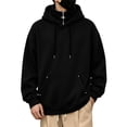 thumbnail image 2 of SYwaren Men's 1/4 Zip Hoodie Sweatshirt Drawstring Kangaroo Pocket Long Sleeve Solid Metal Button Detail, 2 of 8
