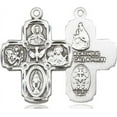 thumbnail image 3 of Extel Large Silver Filled Traditional Catholic 5-Way Cross Cruciform Pendant with 24" chain with Miraculous Medal, St. Joseph, St. Christopher and Sacred Heart, Made in USA, 3 of 10