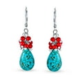thumbnail image 2 of Bling Jewelry Womens  Dangle Gemstone Earrings Coral Turquoise Teardrop, 2 of 5