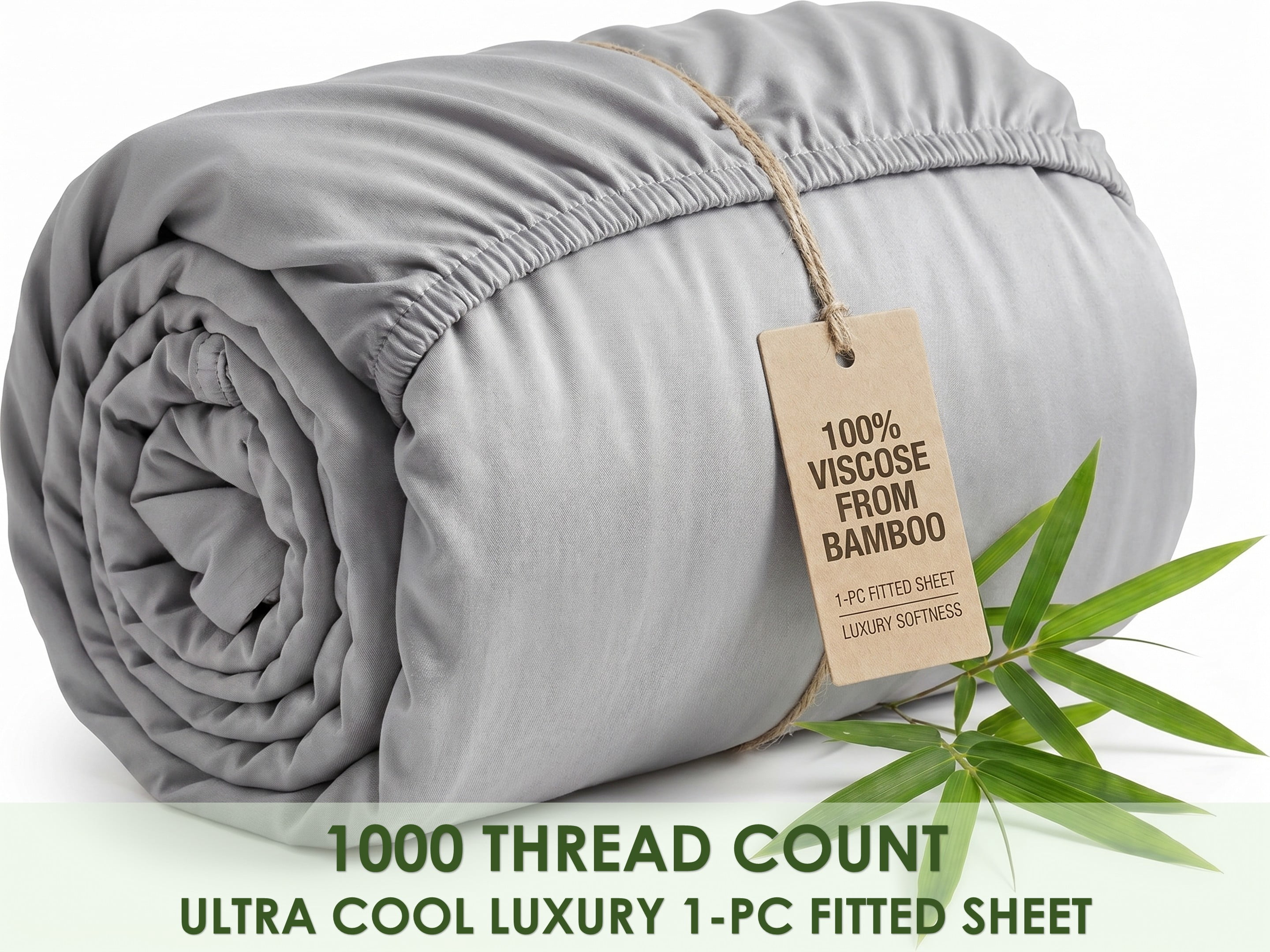 100% Viscose from Bamboo RV Camper King Size Botton Fitted Sheets Only (1-Piece) 1000 Thread Count - Cooling Silky Soft - 10" Deep Pocket - Light Gray
