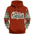 thumbnail image 4 of Plus Size Mens Christmas Hooded Xmas Tree Elk Print Color Block Long Sleeve Sweatshirt with Kangaroo Pocket, 4 of 4