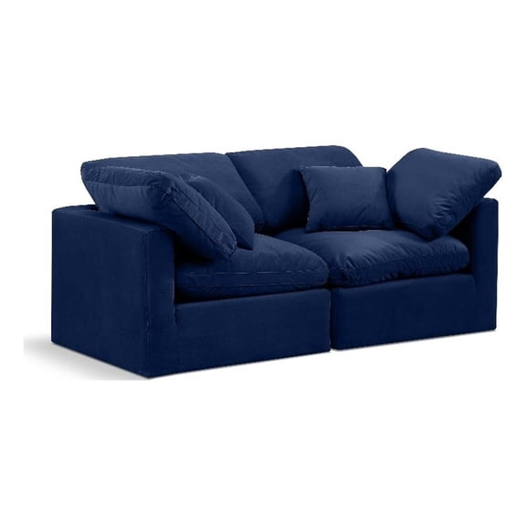 Meridian Furniture Indulge 70" Contemporary Velvet Modular Sofa in Navy