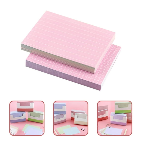 UEETEK 150 Pcs Ruled Note Cards Paper for Study with Basic Design in Pink