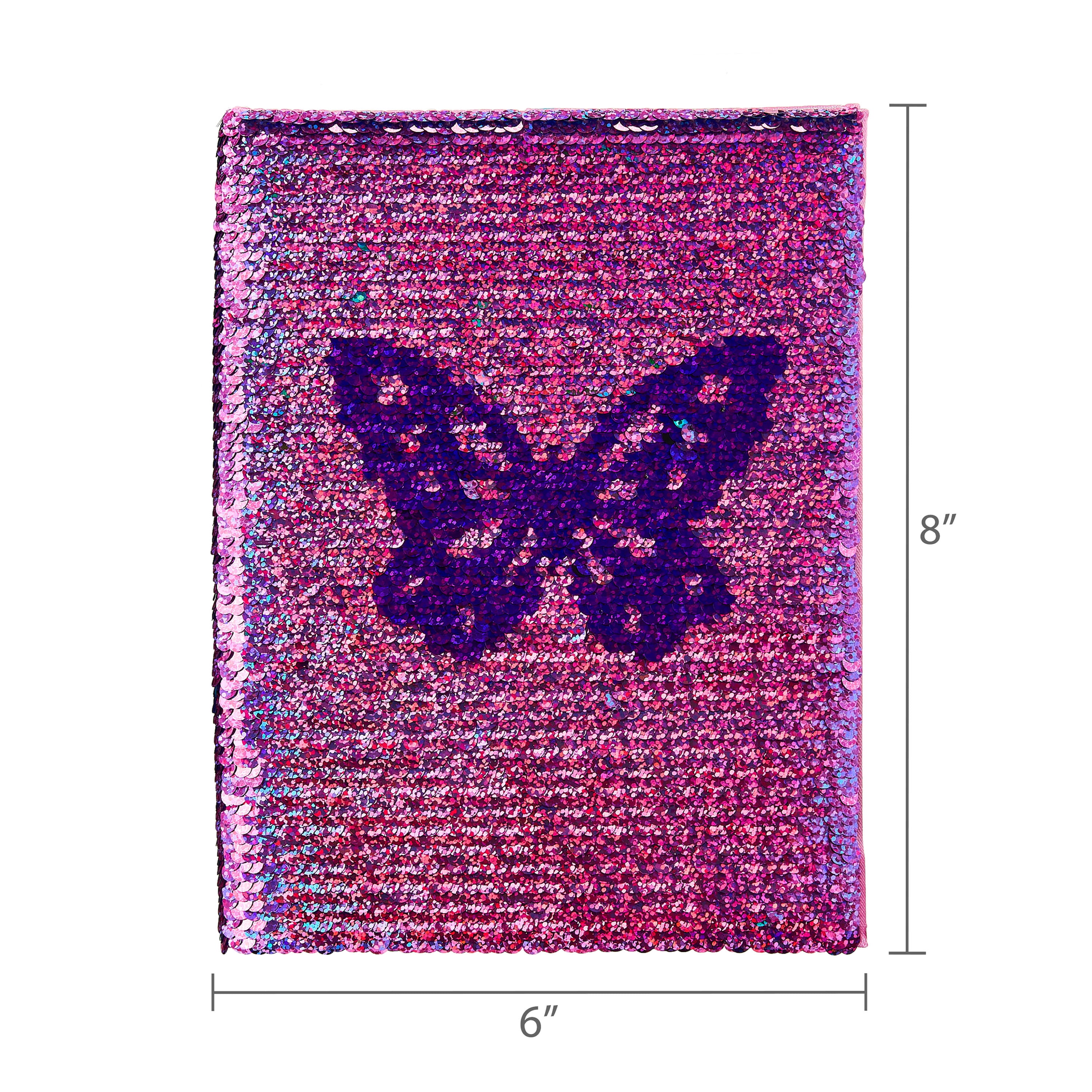 Pen+Gear Brand Flip Sequin Butterfly Journal, 96 Lined Perforated Sheets, 6" x 8"