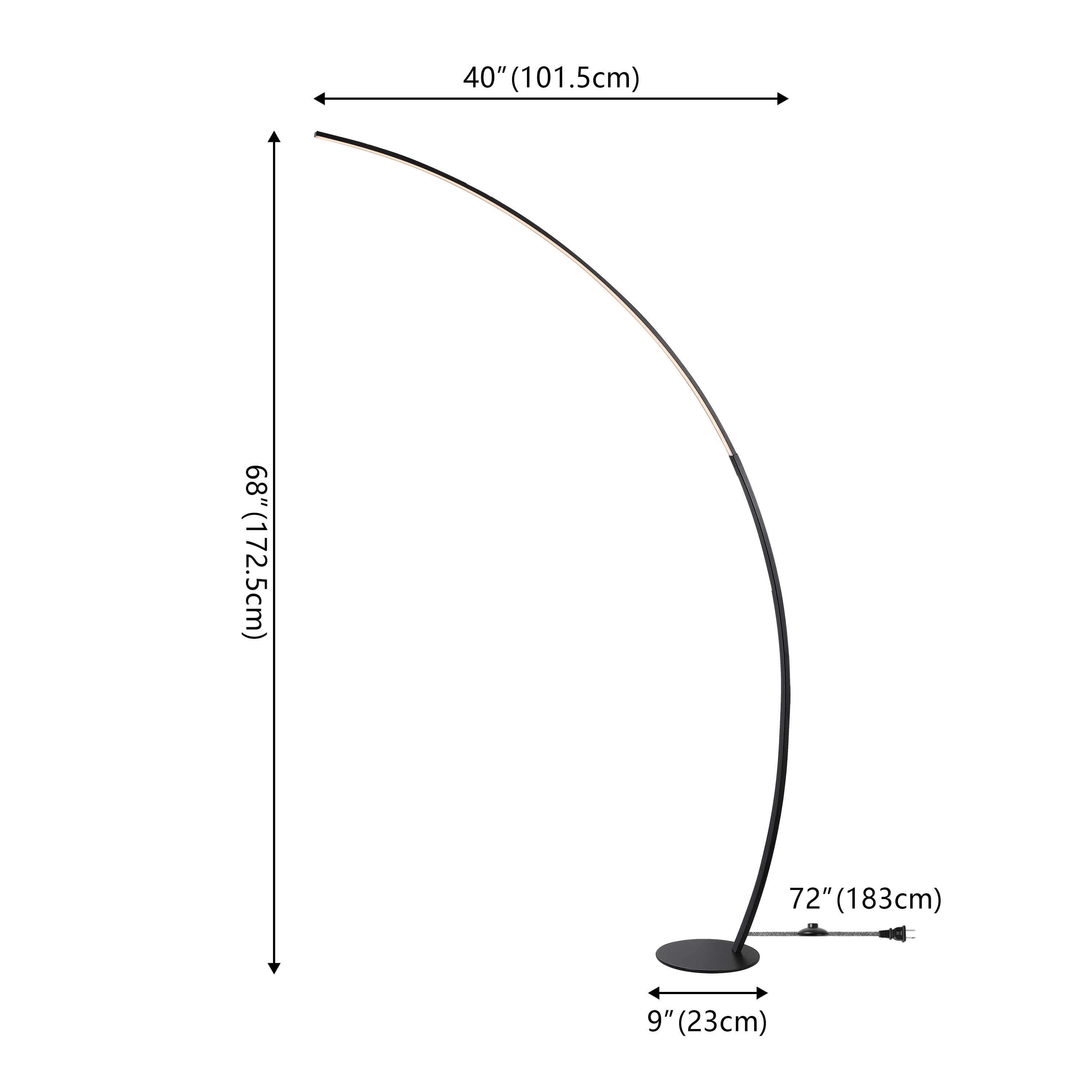 JONATHAN Y Enzo 68" Contemporary Minimalist Metal Arc Dimmable Integrated LED Floor Lamp, Black, JYL7134A