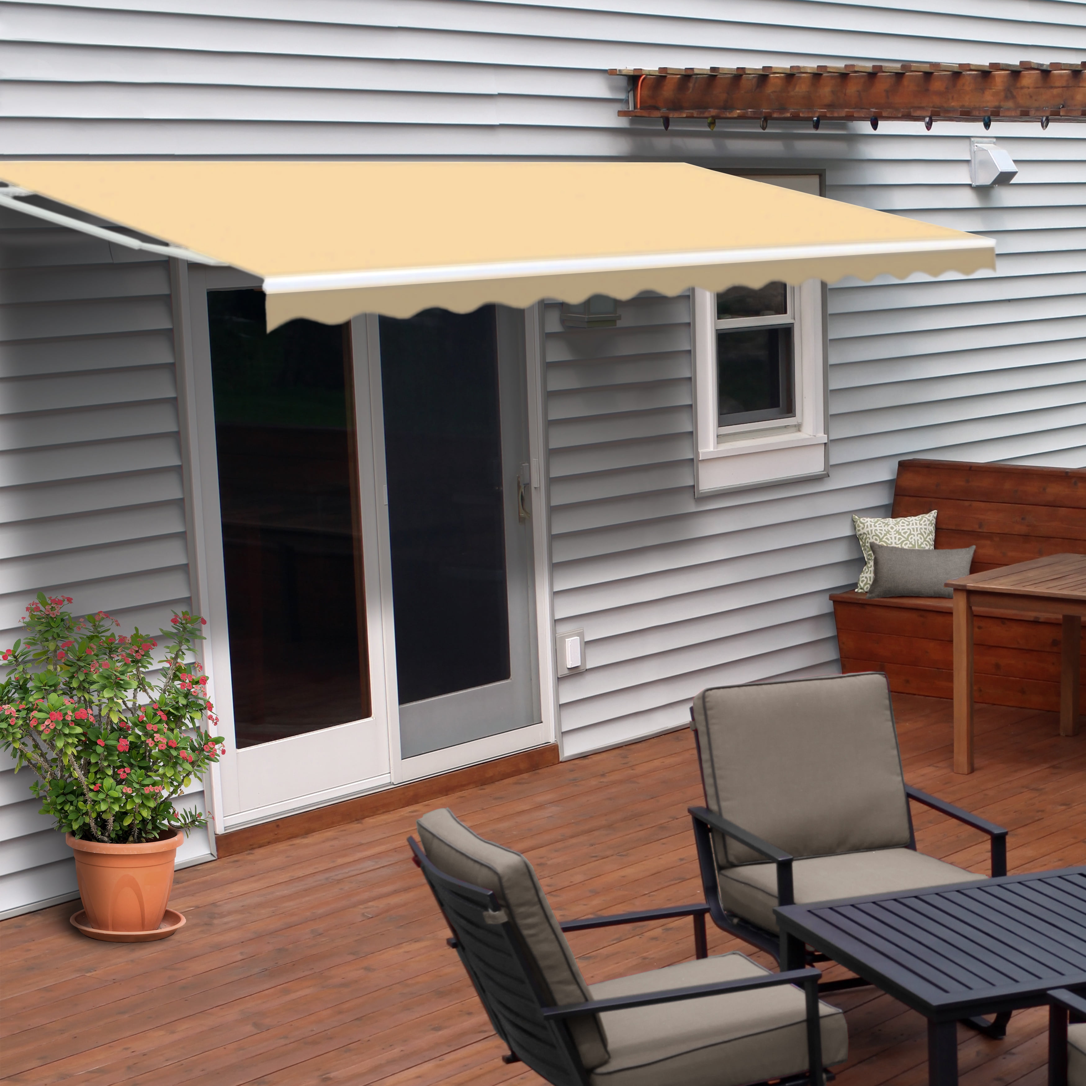 Details about   Patio Awning Manual Retractable Sun Shade Awning Outdoor Deck Canopy Shelter US 