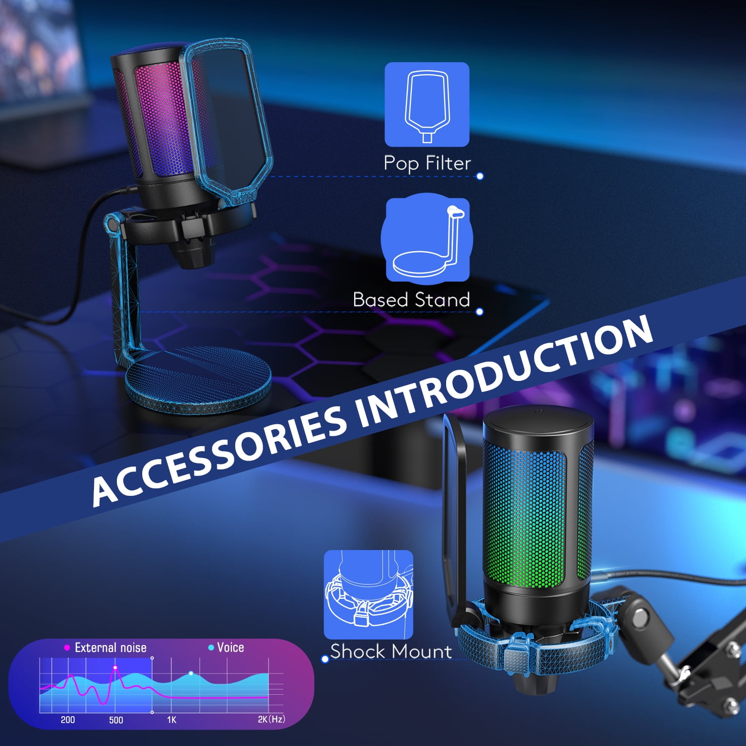 FIFINE Gaming Microphone for PC Computer PS5 PS4 Laptop, USB Streaming Microphone with RGB, Condenser, Mute Button, Gain Control for Recording-A6NEO