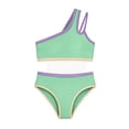 thumbnail image 3 of JAJAHO Bikini Sets For Girls 2 Piece Swimsuits One Shoulder Color Block Bathing Suit For Kids Teens 7-16Y Cute Beachwear, 3 of 6