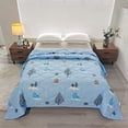 thumbnail image 7 of JOGZMZ Summer Quilt Cooling Comforter - 98% Cotton Lightweight Air Conditioner Blanket with Blue House and Tree Print - Machine Washable Bedding for Hot Sleepers 71x79 Inch, 7 of 7