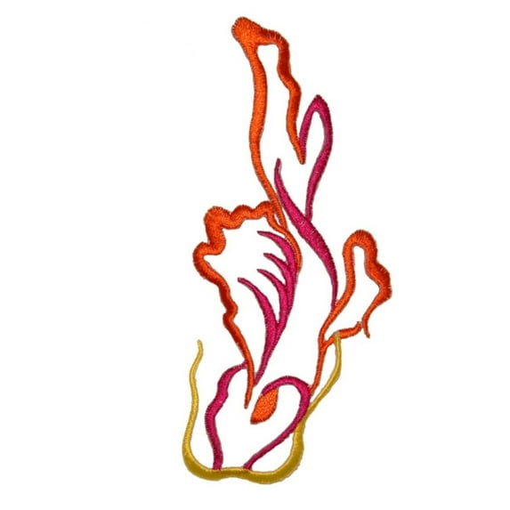 ID 0369B Koi Fish Outline Patch Chinese Symbol Embroidered Iron On Applique