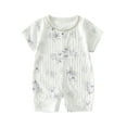 thumbnail image 2 of Lenago Baby Boy Girl Button Romper Jumpsuit Cute Cartoon Printed Bodysuit Short Sleeve Onesie Summer Overalls for Toddler, 2 of 7