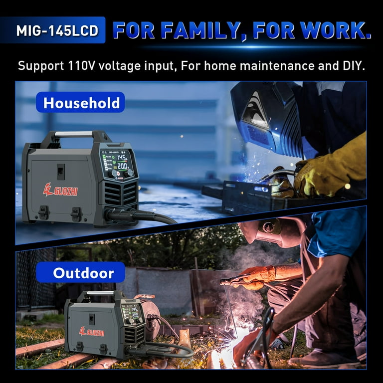 GZ GUOZHI 145A MIG Welder, 3 in 1 MIG, Stick, LIFT TIG, 110V Flux