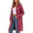thumbnail image 2 of Xdegoge Womens Long Hooded Cardigan Sweaters Open Front Chunky Cable Knit Duster Coat with Pockets Fall Winter Warm Thick Oversized Outerwear, 2 of 7