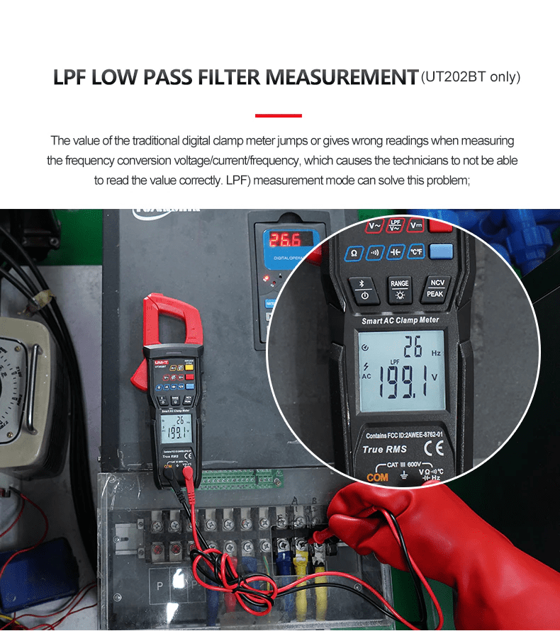 UNI-T Uni-trend Multimeter clamp meter UT202T Digital clamp meter 600A DC Current Pliers Ammeter Voltage Tester Temperature Frequency Meter Auto Range(UT202T)