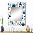 thumbnail image 1 of Designart "Simplified Blue Blooms" Floral Wall Mirror, Printed Blue Wall Mirror, Traditional Bathroom Wall Mirror, Decorative Floral Mirror - 24x32 Inch, 1 of 5