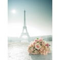 thumbnail image 2 of Frank, Assaf 19x24 Black Ornate Wood Framed with Double Matting Museum Art Print Titled - Bunch of roses next to the Eiffel tower, 2 of 4