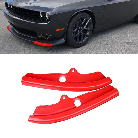 Xotic Tech 2PCS Exterior Front Bumper Lip Splitter Spoilers Protector Bumper Corner Edge Guard Cover Trim Kit Compatible with Dodge Challenger Scat Pack R/T GT SRT (Not for Widebody) 2015-2021,Red