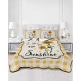 thumbnail image 2 of Quilts Queen Size Bedding Set, Sunflowers Reversible Summer Quilt 3 Pieces, Yellow Floral Botanical Checkered Rustic Lightweight Bedspreads Coverlets with 2 Pillow Shams for All Seasons, 2 of 5