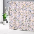 thumbnail image 2 of Watercolor Wildflower Shower Curtain Decor, Blue Yellow Floral with Green Leaves on Pink Shower Curtain for Bathroom 72" W x 84" L Polyester Fabric Bathroom Decoration Bath Curtains Hooks Included, 2 of 6
