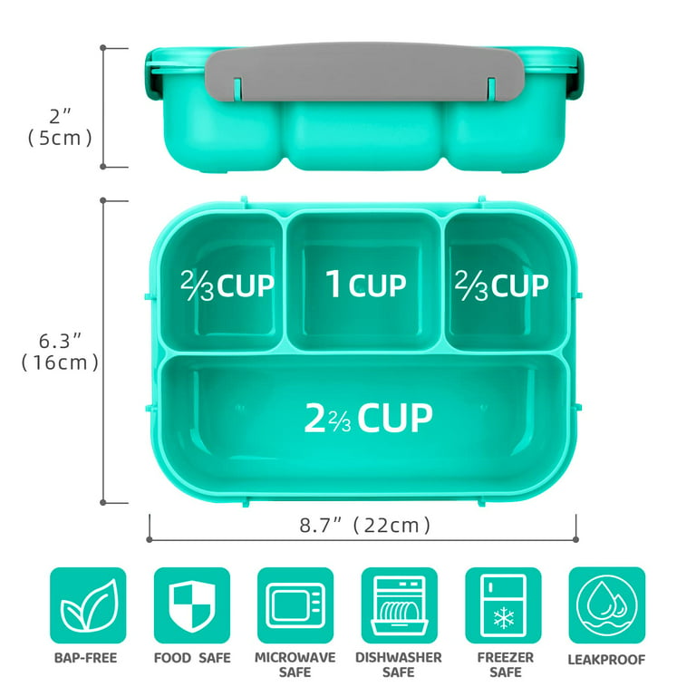  SCIREATH Bento Box Lunch Box Kit for Kids Adults, 1300ML Large  4-Compartment Lunch Box w/Fun Accessories Silicone Cake Cups, Cute Food  Picks & Sauce Can, Durable Leakproof Meal Prep Container: Home