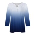 thumbnail image 5 of 3/4 Sleeve Tops for Women 2026 Henley Neck Shirts Gradient Casual T-shirts Dressy Casual Loose Fit Tunic Blouses, 5 of 5