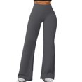 thumbnail image 5 of ManxiVoo Women's Slim Fit Wide Leg Yoga Trousers for Sports and Fitness Comfortable Hip Slimming Active Wear Pants L Size Grey, 5 of 9