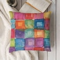 thumbnail image 3 of Throw Pillow Cushion Case, Colored Square Shaped Blurry Effects Design, Modern Accent Double-Sided Digital Printing,Multicolor, 3 of 5