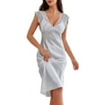 thumbnail image 1 of Camisón sin mangas de encaje francés para mujer - Elegante camisón largo para estar por casa, poliéster, tallas S-XL, 1 of 6