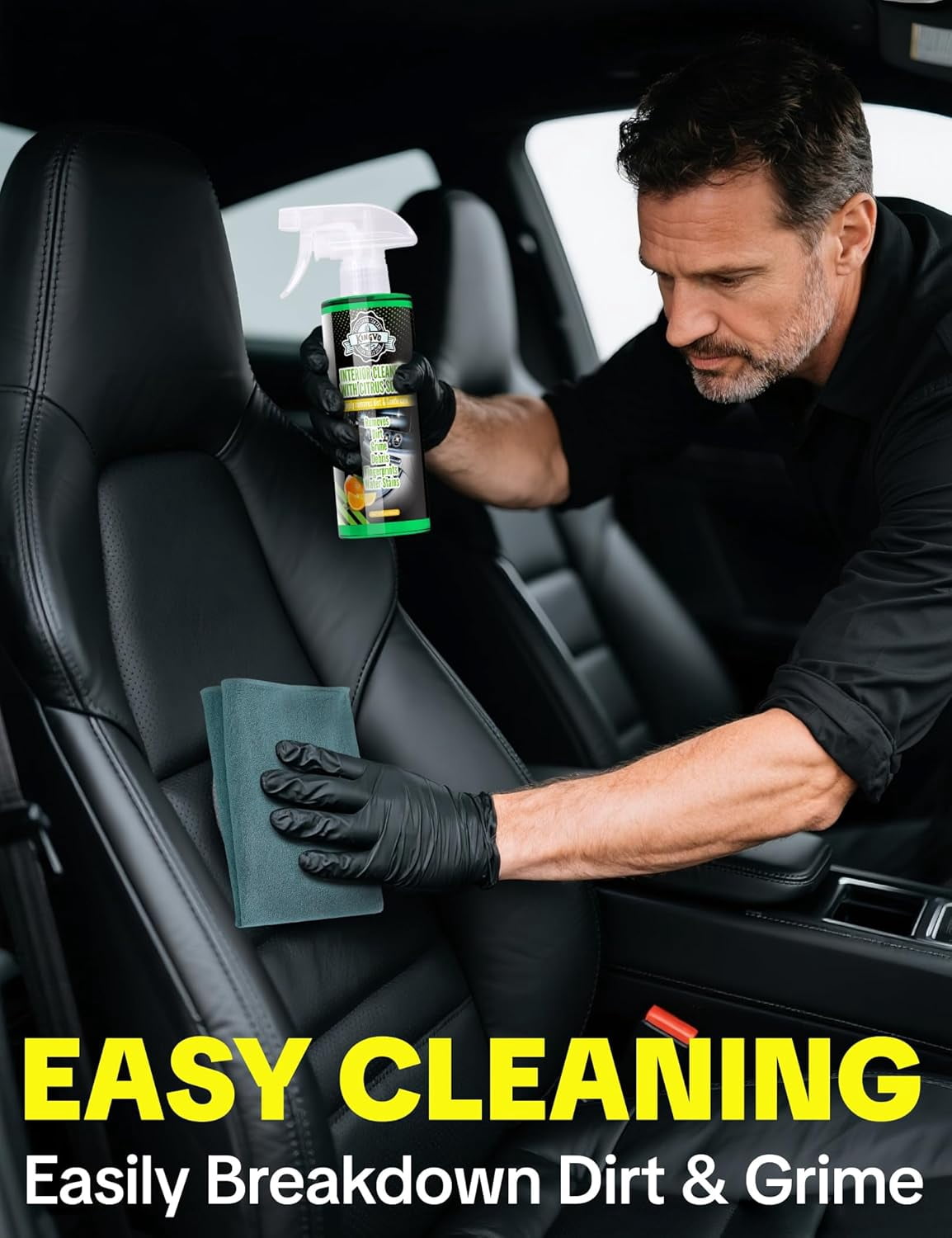 Car Interior Cleaning Spray, Multi-Function Leather Seat Cleaning Set, Car Cleaning Kit, Car Dashboard Vinyl Detail Cleaning Supplies Set, Citrus Scent