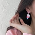 thumbnail image 2 of BNNG Retro School Days Stud Earrings Summer Ice Girly Cute Earrings Pink Ice Fun Acrylic Ear Clips Hammered Metal Hoop Earrings Elegant Minimalist Earrings For Women, 2 of 7
