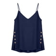 thumbnail image 4 of Xijirk V Neck Spaghetti Strap Tank Top Side Button Loose Fit Sleeveless Camisole for Daily Casual Street Layering Wear,Navy,M, 4 of 7
