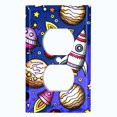 thumbnail image 2 of Metal Light Switch Wall Plate Outlet Cover (Spaceship UFO Astronaut Rocket Outerspace Star Blue Purple - Single Duplex), 2 of 2