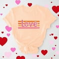 thumbnail image 2 of Fartey Valentines Shirts for Women Trendy Cute Love Heart Print Crwe Neck Tees Fashion Valentine's Short Sleeve T-Shirt Loose Casual Going Out Tops Beige 2XL, 2 of 8