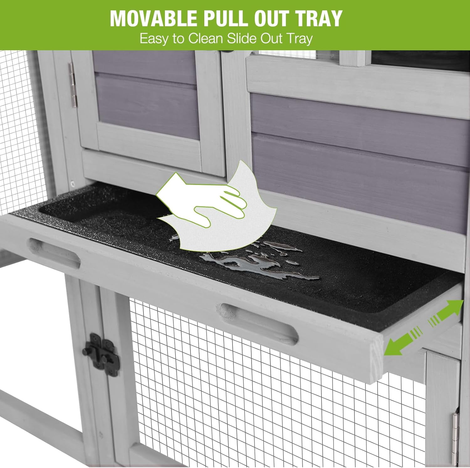 BUTINGLALE 51.6" L Chicken coop Outdoor Rabbit Hutch Indoor Bunny Cage Expandable Duck House(Grey)