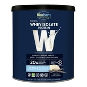 Biochem 100% Whey Isolate Protein Powder, Grass Fed, Low Carb, Keto-Friendly, Non-GMO, Gluten-Free. Supports Immune Health & Muscle Recovery, 20g Vegetarian Protein per Serving, Natural Flavor, 1.5lb