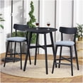 thumbnail image 6 of Set of 2 Black Counter Stools with Back Support, Soft Padded Kitchen Bar Chairs with Footrest, Modern Solid Wood Pub Height Stools, 6 of 6