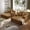 Camel, variant on Oversized Double Chaise Lounge 2-Piece Set, Luxurious Plush Corduroy Convertible Sofa Bed with 6 Pillows and Storage Pocket, for Small Spaces,Home Theater, Living Room, Beige/White