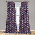 thumbnail image 5 of Ambesonne Owls Curtains, Leaves Stars Comic, Pair of 28"x84", Multicolor, 5 of 5