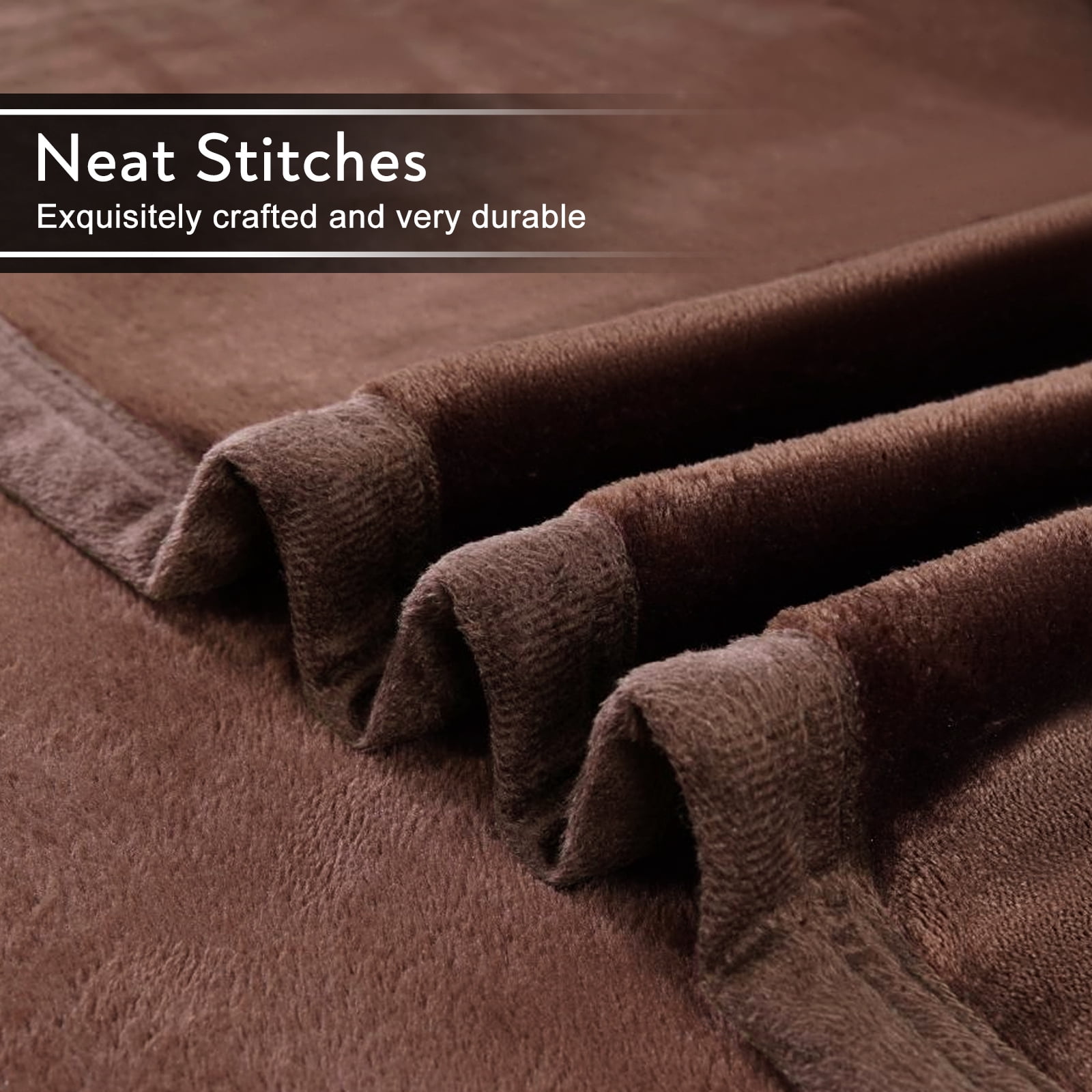 TEKAMON Fleece Bed Blankets King Size Plush Fuzzy Soft Lightweight Breathable Reversible Blanket Microfiber, 90"x108", Brown